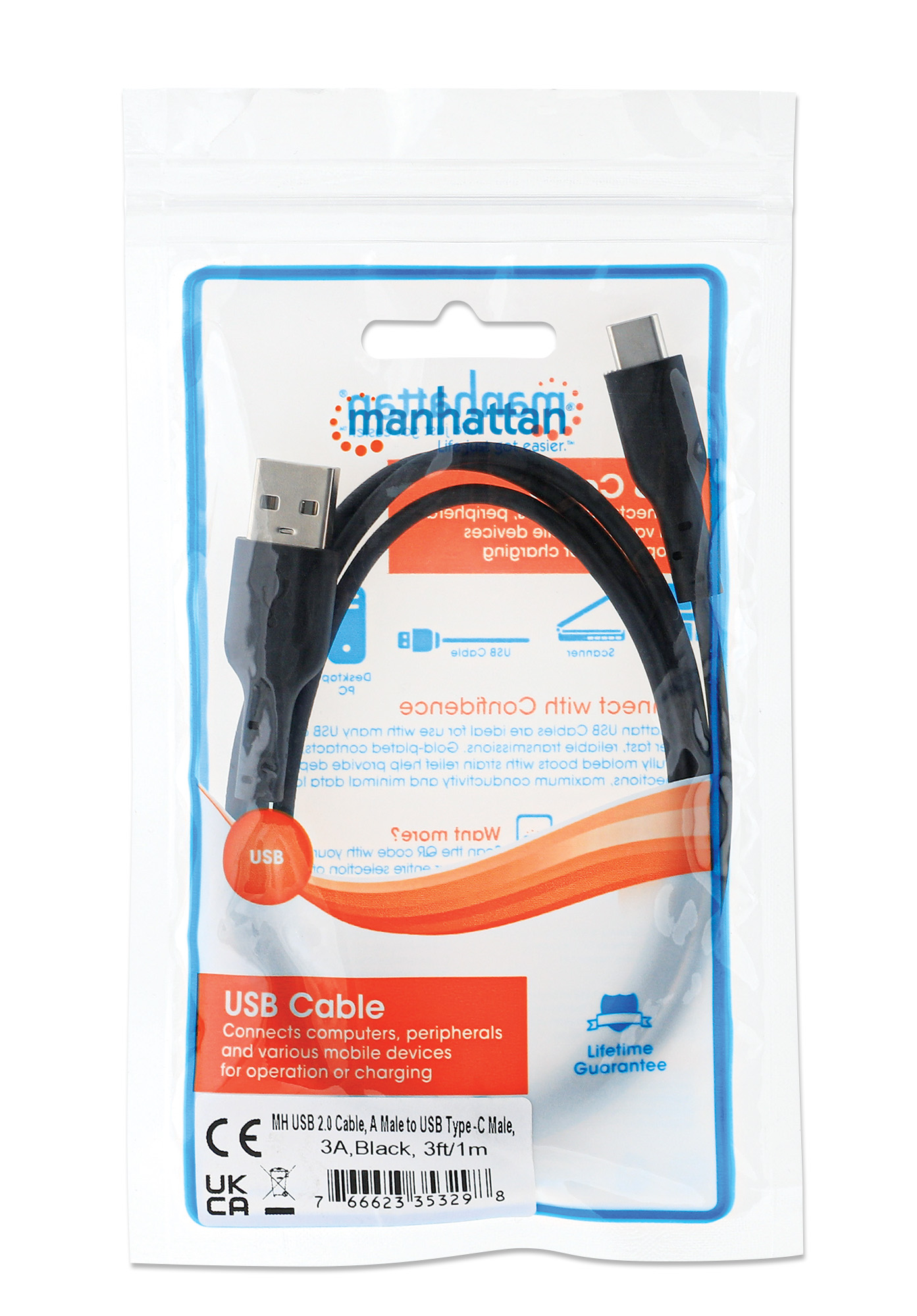 Lanberg CA USBM 10CC 0010 BK Cavo USB 1 m USB 2.0