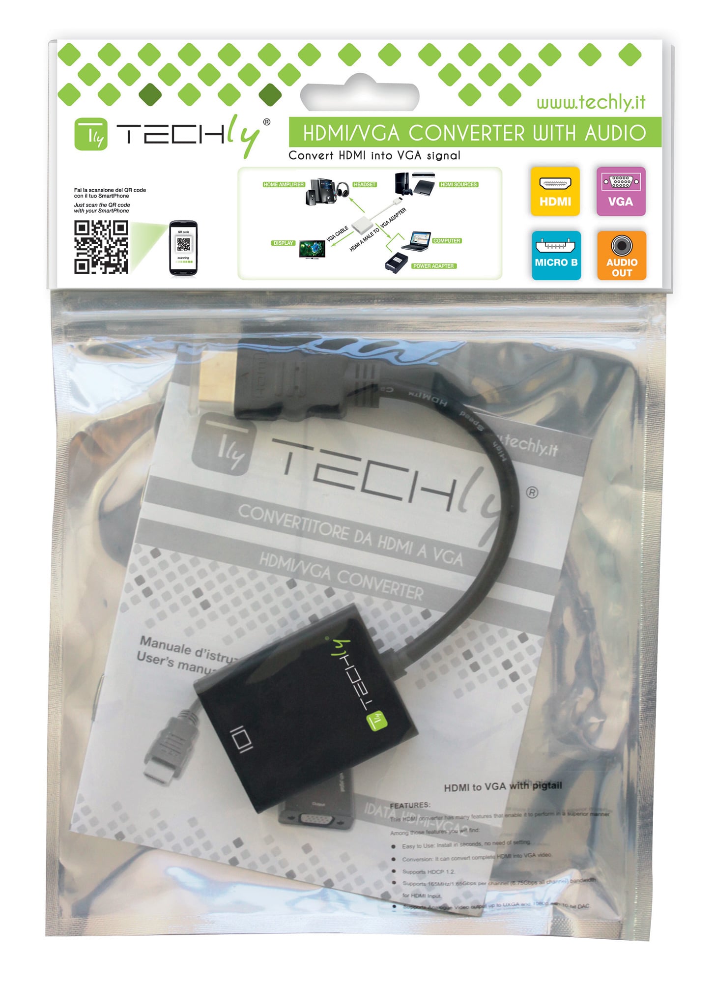 Techly 301658 – Adattatore Convertitore Da HDMI A VGA – 1920x1200 – Nero – Plug And Play - 3