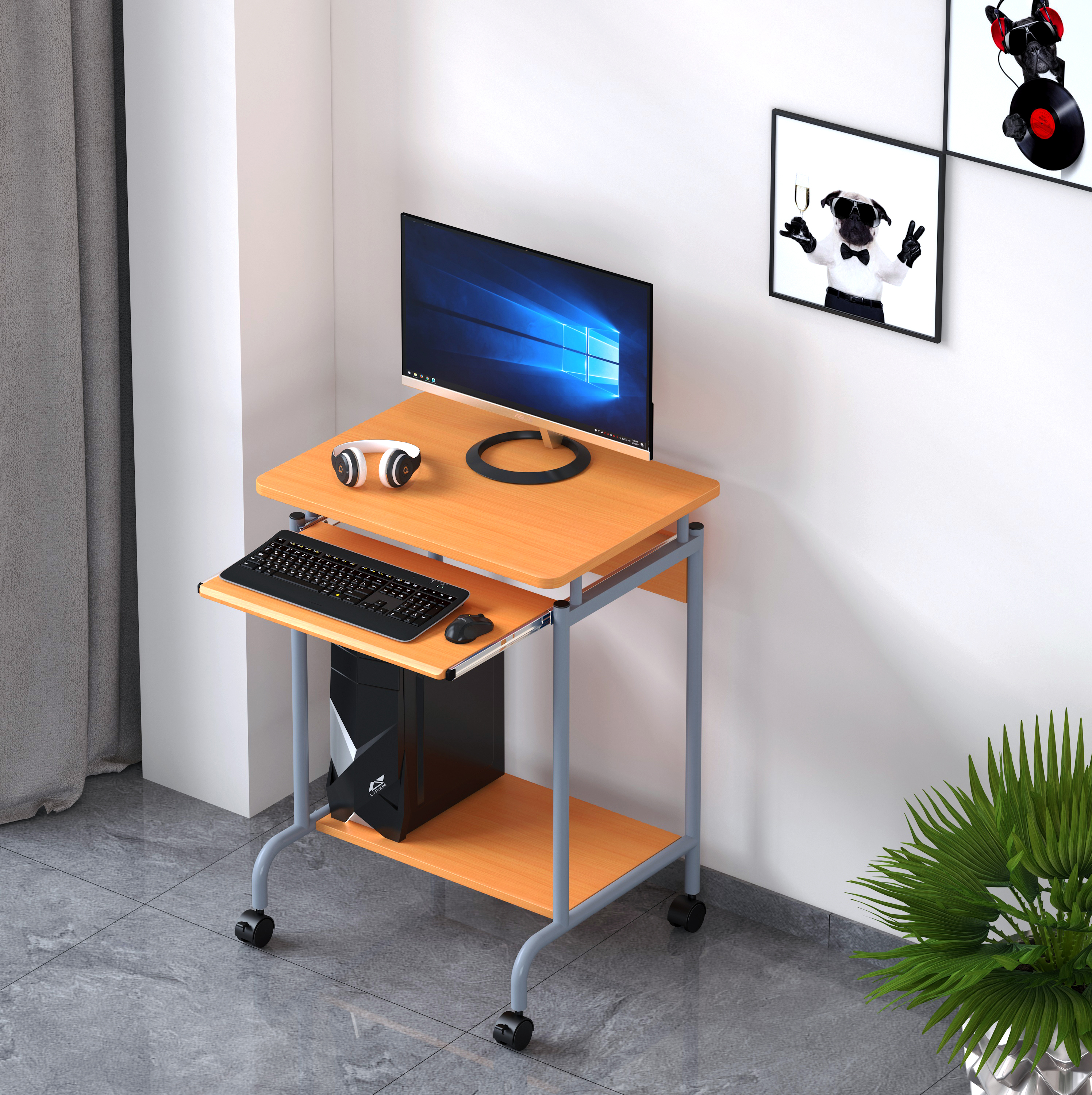Supporto da scrivania per computer portatile, tavola in bambù, supporto ergonomico per computer portatile, poggiapolsi antiscivolo, supporto di montaggio per laptop, angolo di visione c