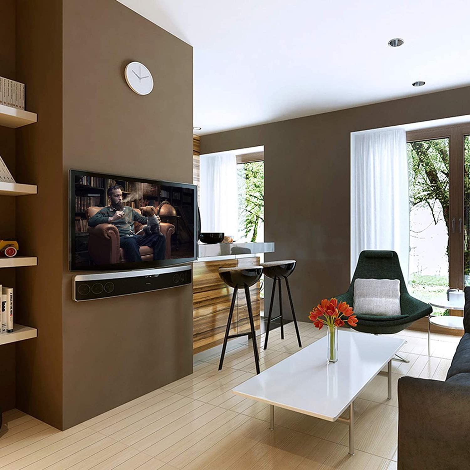 WALI Supporto Universale Per Soundbar, Staffa Regolabile Per Sotto O Sopra TV, Fino A 15 Kg, Compatibile Con TV 23-90 Pollici