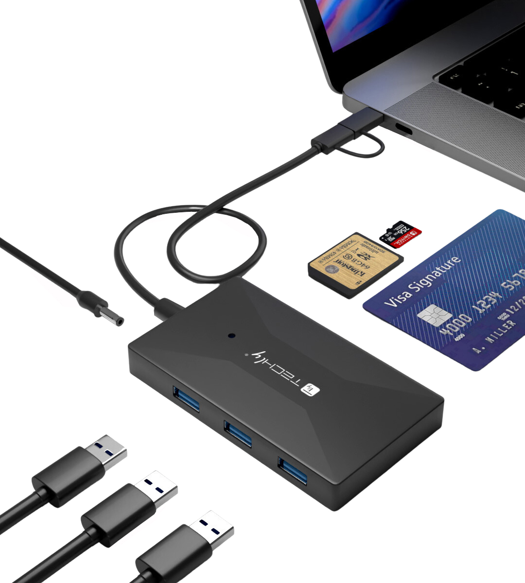 4 Lettori Di Schede USB 2.0 – Adattatore Doppio Slot Per SD E Micro SD, Plug And Play Per PC E Laptop - 3