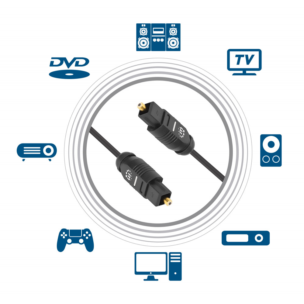 Kenable Cavo Audio Ottico Digitale Toslink 2,2 Mm - 0,3 Metri, Nero