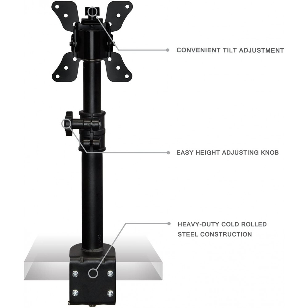 Supporto A Braccio Per Monitor Singolo Mount-It! - Molla Meccanica Regolabile, Per Schermi Da 24 A 32 Pollici, VESA 75x75 E 100x100, Con Morsetto A C