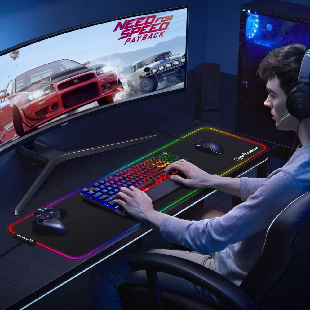 Tappetino Mouse Gaming RGB Tappetino Per Il Mouse Gioco XXL Tappeto Mouse Per Gamers Pc Extra Grande