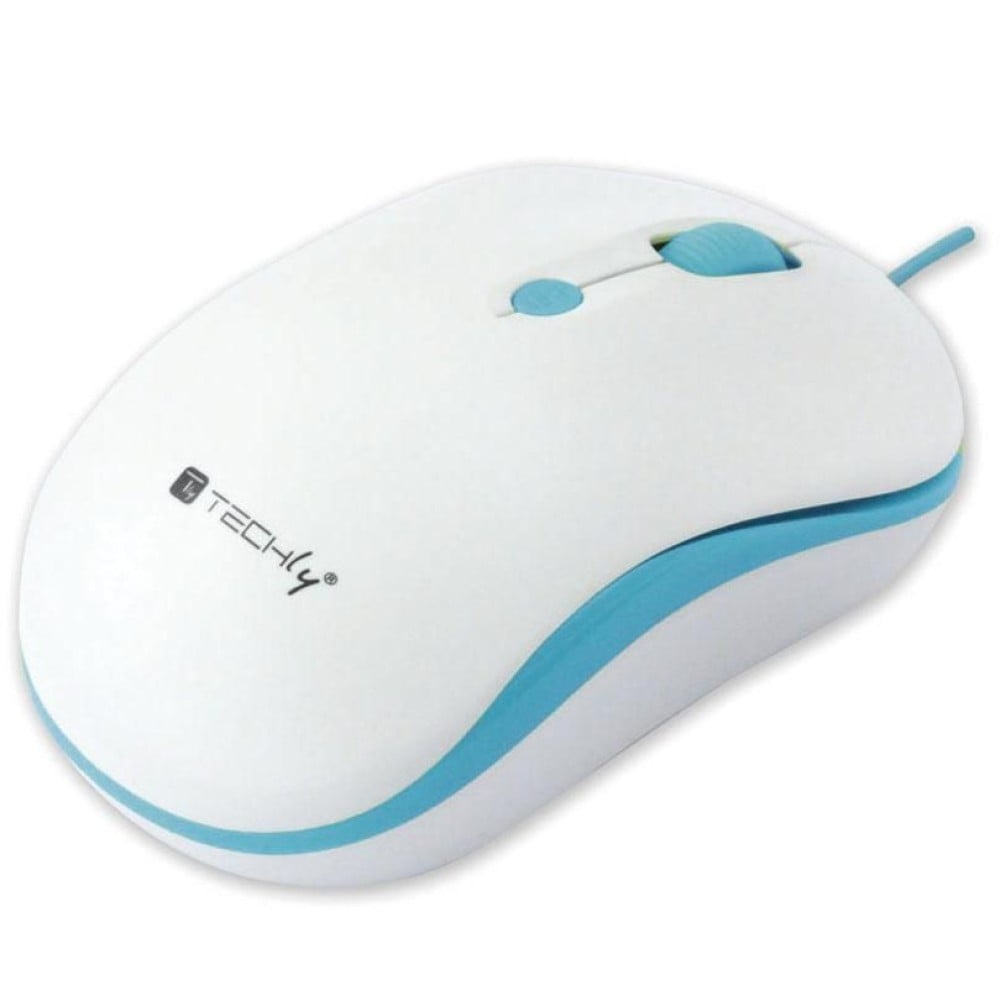 Mouse Ottico USB 800-1600 dpi Bianco/Azzurro - TECHLY - IM 1600-WT-WB-1