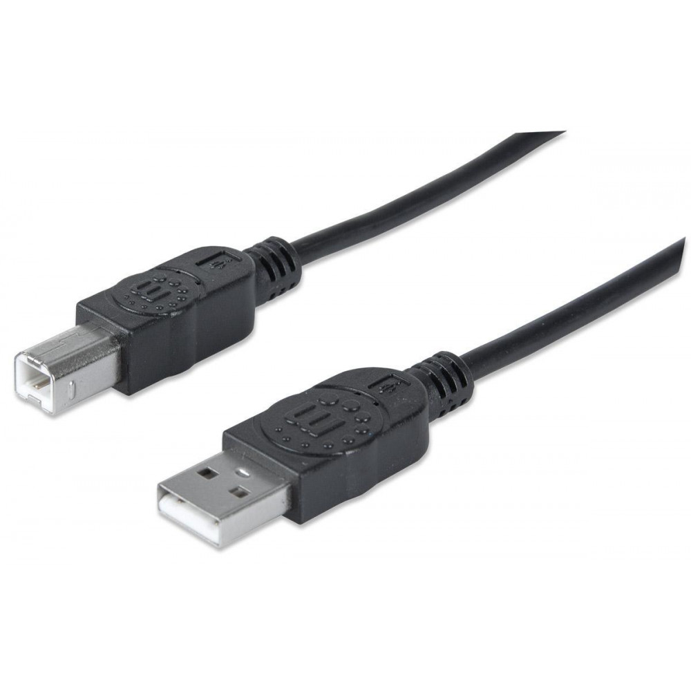 Cavo USB 2.0 Manhattan 323505 – A Maschio A B Maschio – 3 Metri – Schermato, Doppio Conduttore In Rame – Bianco