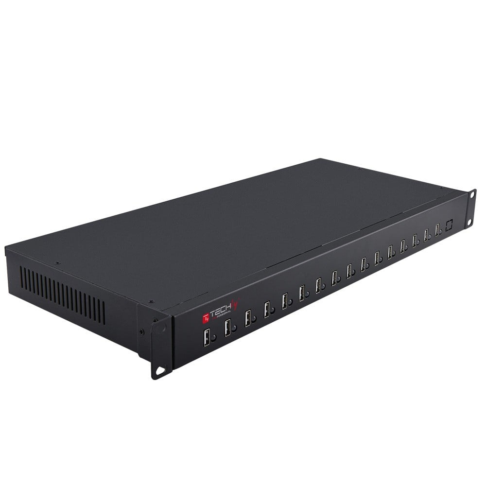 Hub Stazione di Ricarica USB 16 porte 200W da Rack  - TECHLY PROFESSIONAL - I-CASE STRIP-HUB16-1