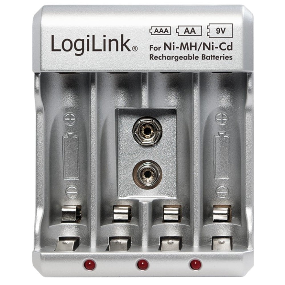 Caricabatterie per AA / AAA / 9V Ni-MH / Ni-Cd - LOGILINK - IBT-KCR0168-1