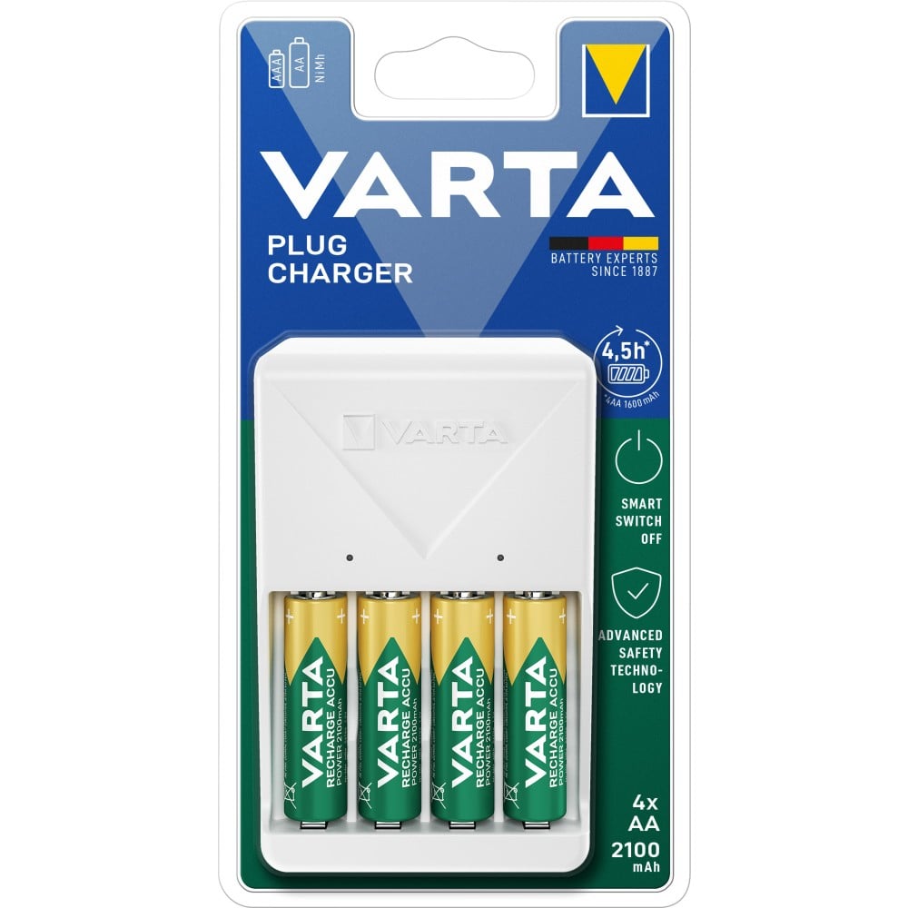 Caricabatterie Compatto a Spina Pocket Charger per 4 pile AA/AAA - VARTA -  IBT-VCPOC2