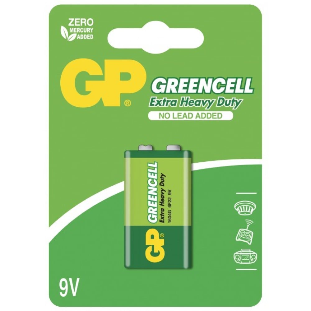 Batteria Greencell Zinco/Carbone 9V 6F22 - GP BATTERIES - IC-GP5567-1