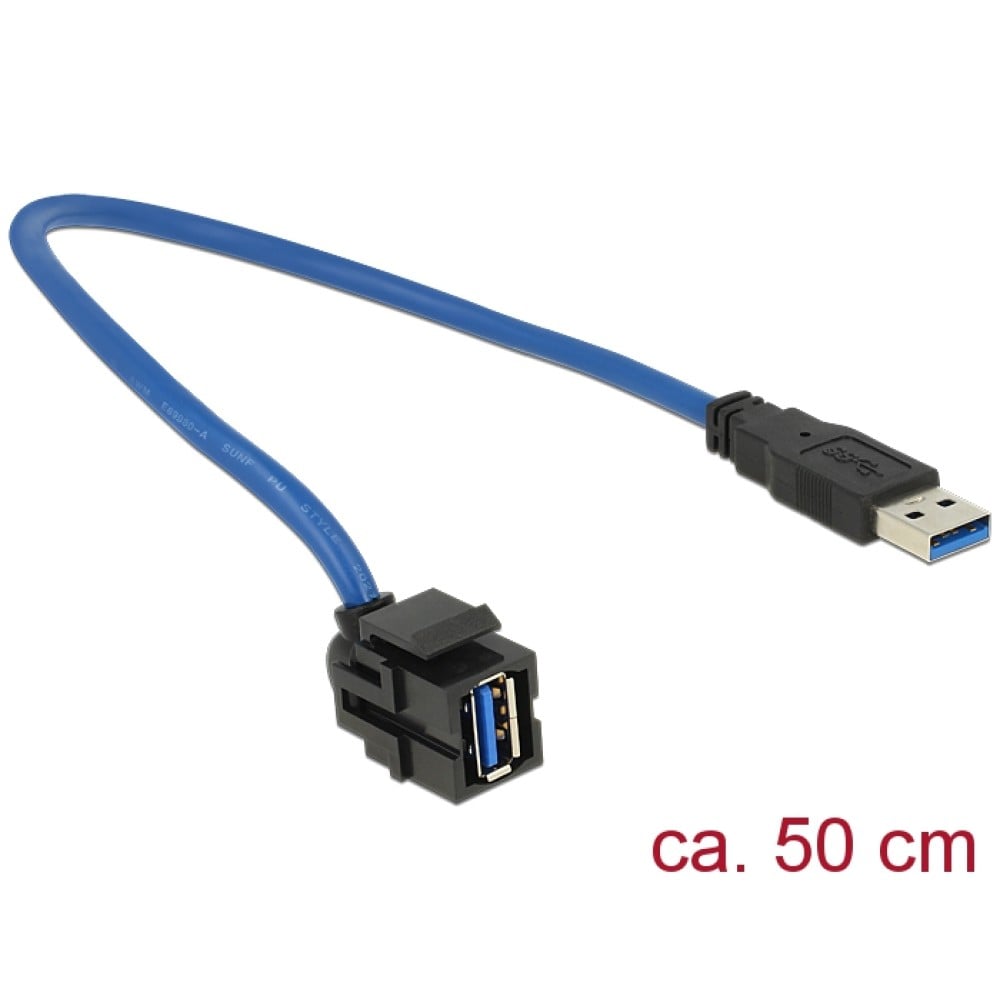 Modulo Keystone USB 3.0 A Maschio / Femmina 250° con Cavo - DELOCK - ICOC U-AB-005-KEY-1