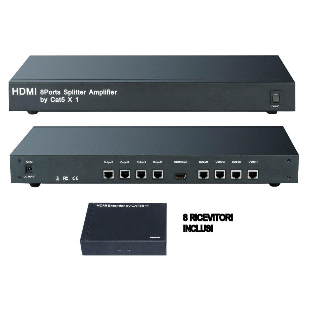 Splitter/Amplificatore HDMI 1 IN 8 OUT su Cat.5 - TECHLY - IDATA HDMI-8C5-1
