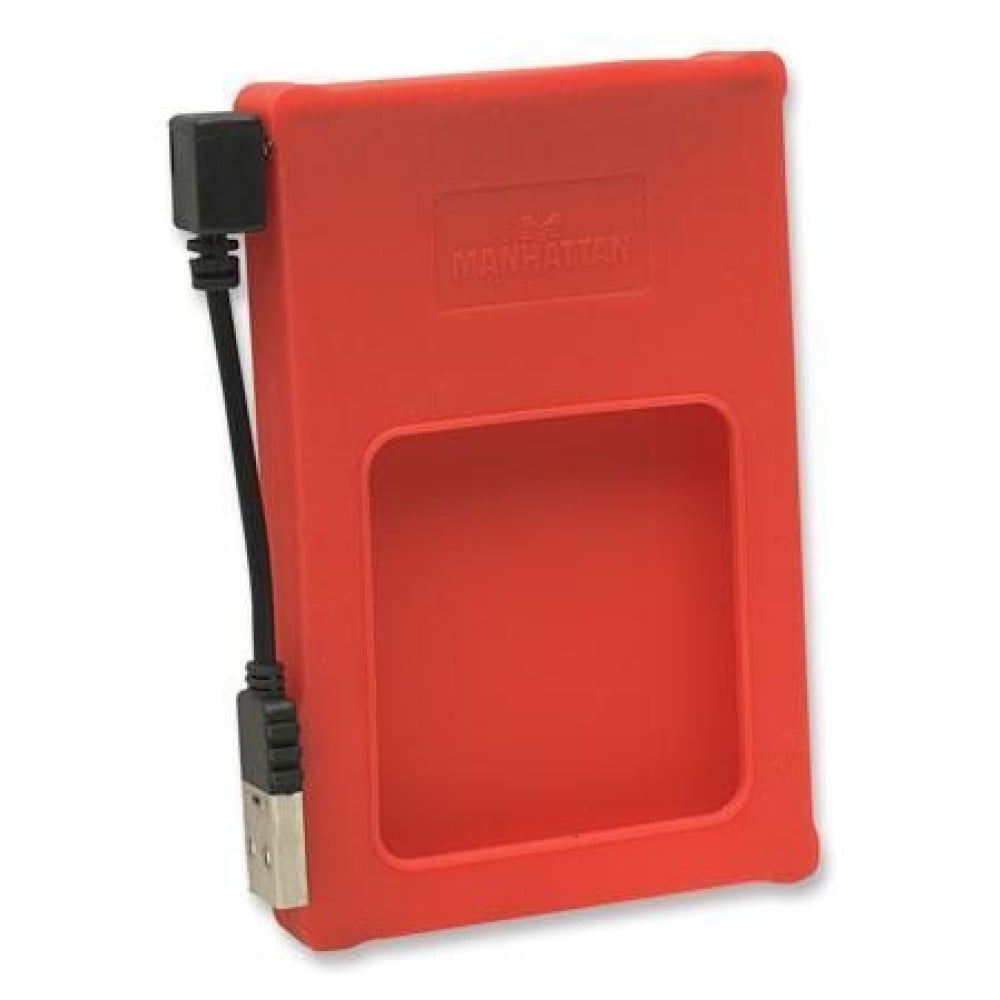 Box est. 2.5'' SATA/USB 2.0 Silicone Rosso - MANHATTAN - I-CASE SIL-25RE-1