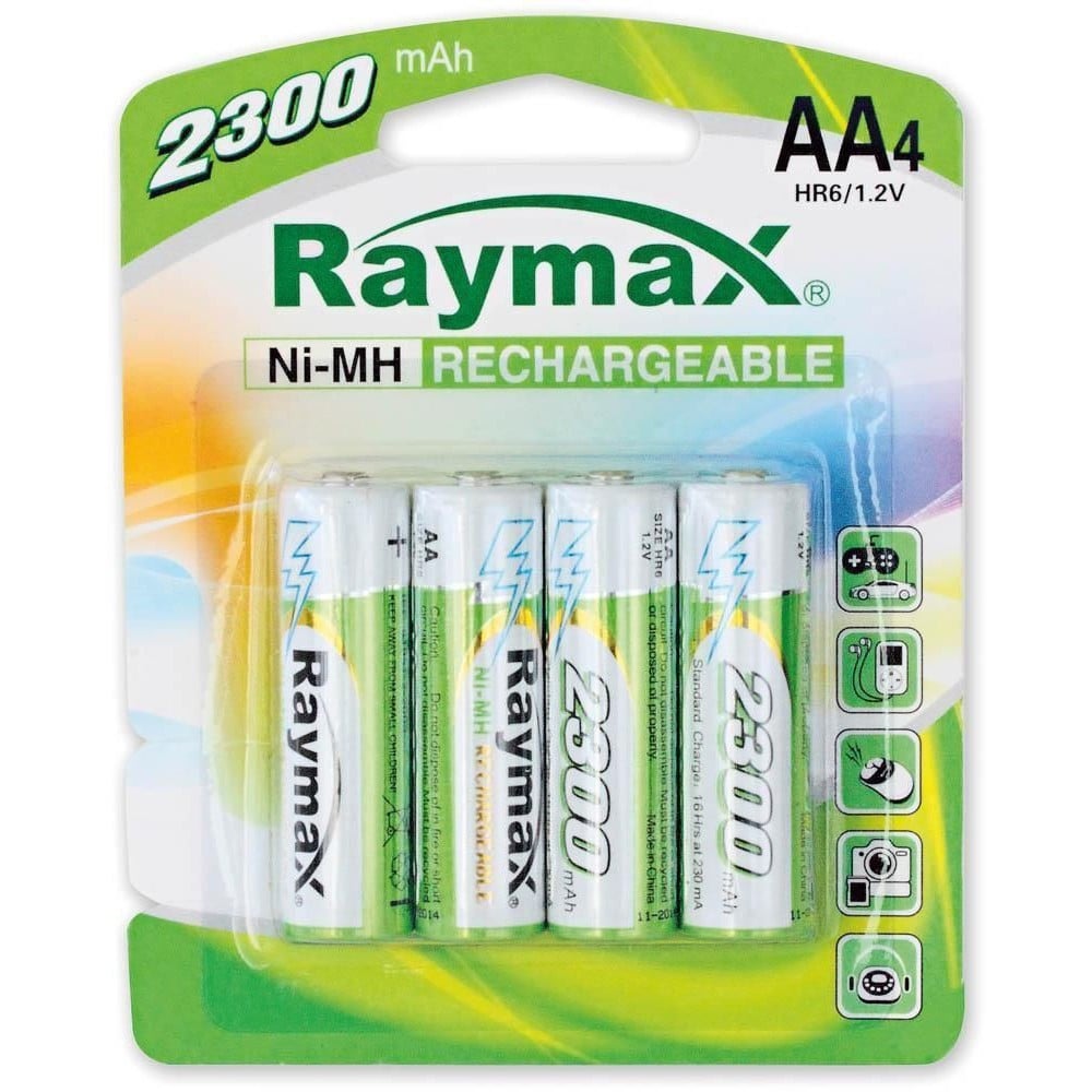 Blister 4 Batterie Ricaricabili Stilo AA 2300mAh - RAYMAX BATTERIES - IBT-K2300-B4