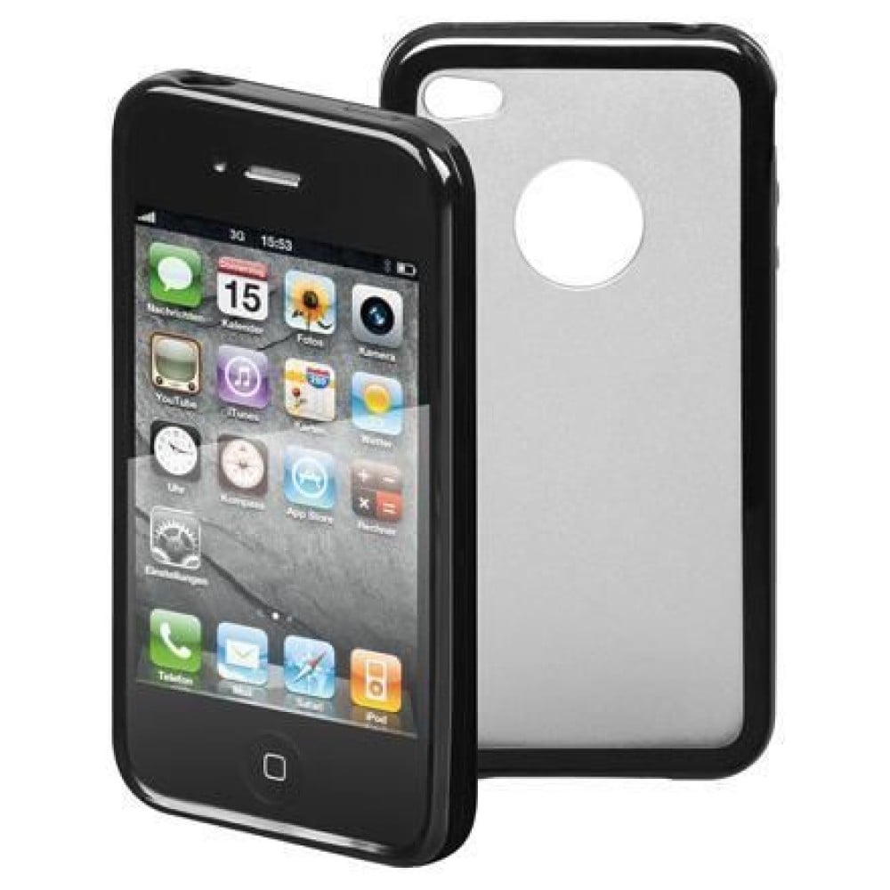Cover Rigida con Bumper in Silicone Nero per iPhone4  - GOOBAY - I-PHONE-HD-BK2-1