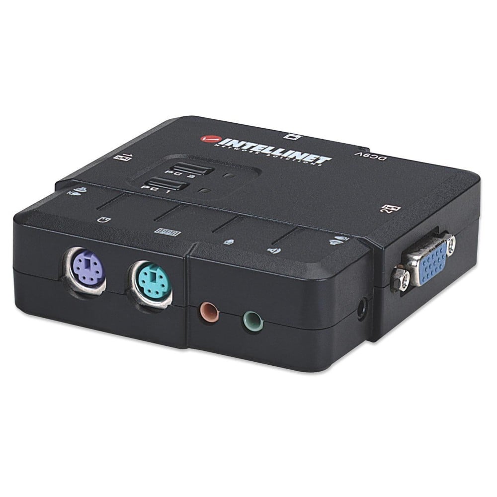 Switch KVM 2 porte PS2 con Audio e Microfono - INTELLINET - IDATA IVIEW-2P-1