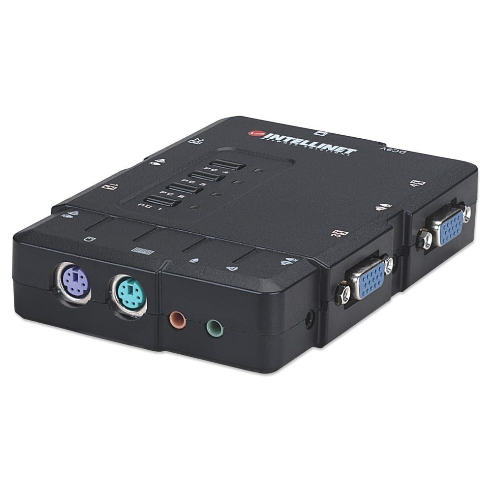 Switch KVM 4 porte PS2 con Audio e Microfono - INTELLINET - IDATA IVIEW-4P-1
