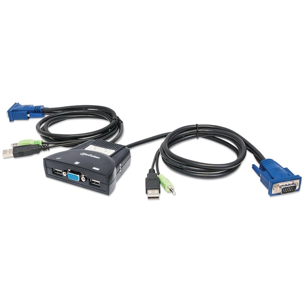 Mini KVM Switch 2 Porte USB con Audio - MANHATTAN - IDATA KVM-522U-1