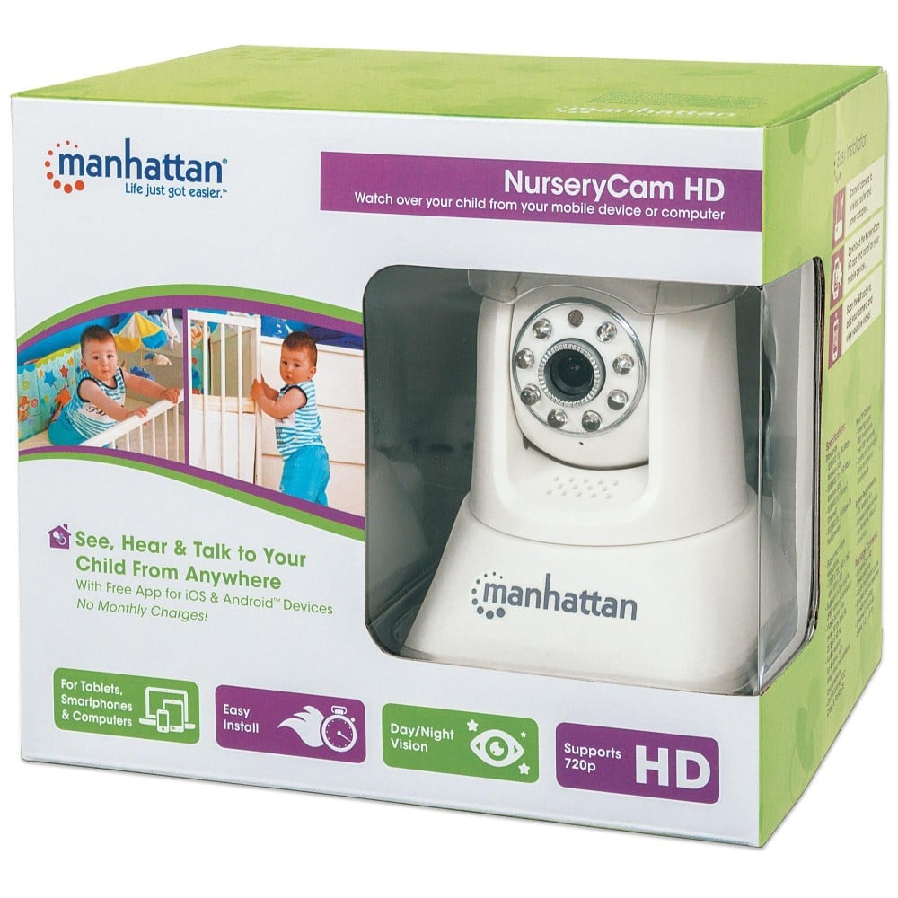 NurseryCam Telecamera IP HD 720p Wireless con Visione Notturna Bianco - MANHATTAN - ICNCI005-1