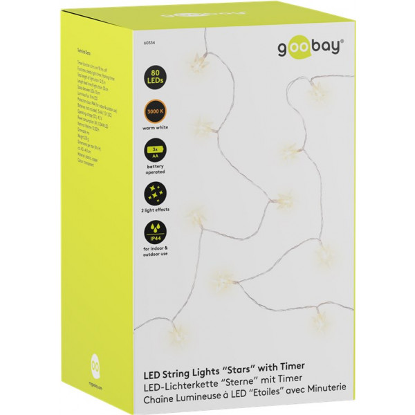 Luci Natale a batteria con timer cavo verde 40 LED bianco caldo 4m