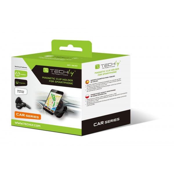 Supporto magnetico per telefono da auto a 360° per cruscotto, nero