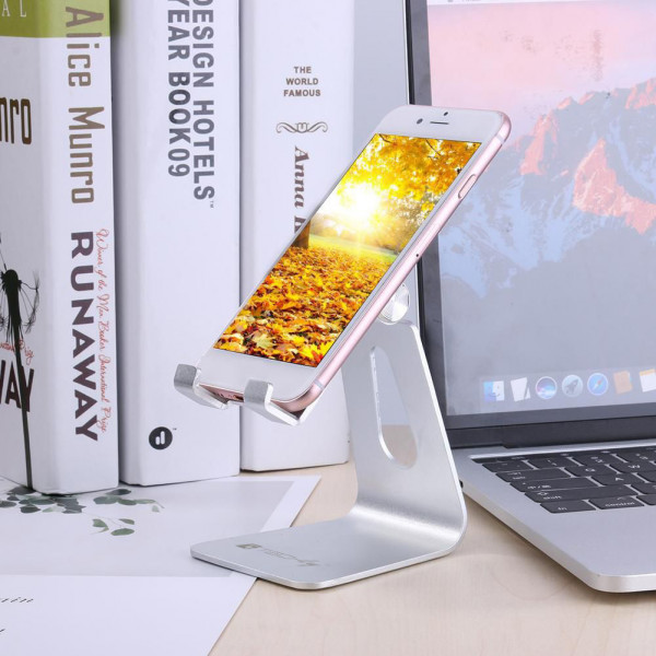 ROPOSY Supporto per telefono cellulare da scrivania, in metallo dorato, accessorio da scrivania, compatibile con tutti i telefoni cellulari, iPhone, interruttori, iPad