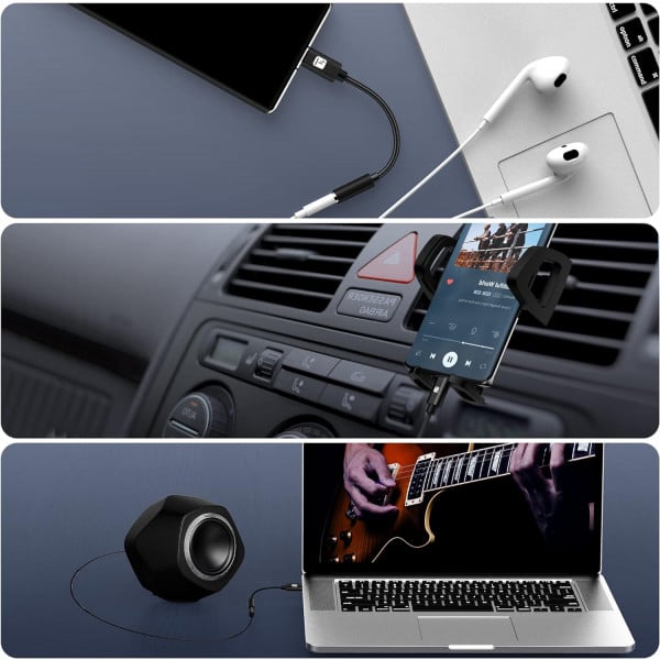 ZS389 Adattatore Audio Da USB-C A Jack AUX 3,5 Mm - Cavo In Lega Di Alluminio Nero - Per Cuffie E Auricolari - 2