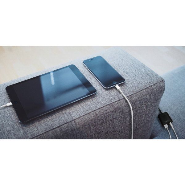 UCOMEN Caricabatterie USB 2.4A Doppia Porta - Con Cavo 1,5 M