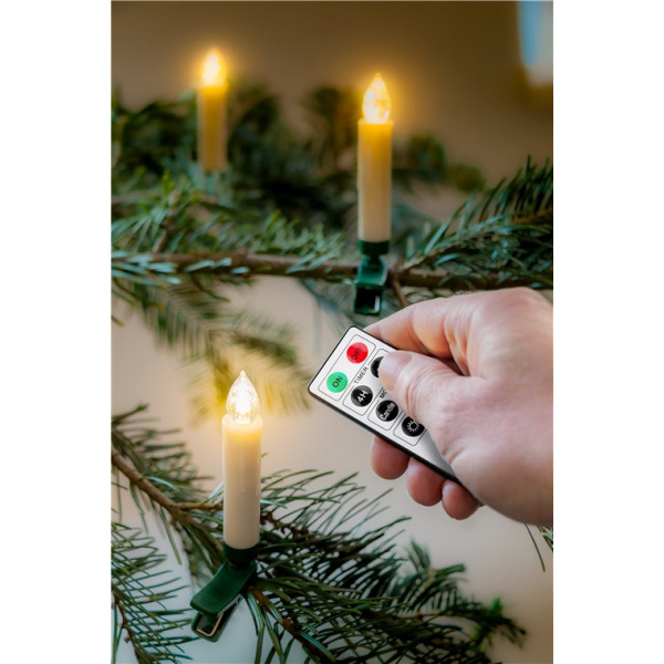 Candele LED Per Albero Di Natale, 29 Cm, A Batteria Con Telecomando E Timer, Effetto Fiamma Tremolante, Confezione Da 2 In Verde Pino