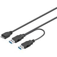 Cavo USB 3.0 SuperSpeed ad Y 2x A M / Micro B M 0,6 m Nero - GOOBAY - ICOC USB3-PW4