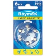 Batterie a bottone per protesi acustiche (PR10, DA230, 10AE) 6pz - RAYMAX BATTERIES - IBT-KAC-V10