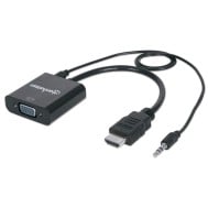 Cavo Convertitore da HDMI a VGA con Audio e MicroUsb 30cm Nero - MANHATTAN - IDATA HDMI-VGA2AUM