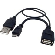 Cavo USB A F 2.0 OTG Micro USB M con Alimentazione USB, 30cm Nero - TECHLY - ICOC MUSB-MC2