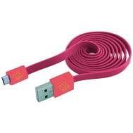 Cavo Flat USB AM a Micro USB M 1m A Rosa / Corallo - BLUEDIAMOND TO GO - ICOC MUSB-FLP