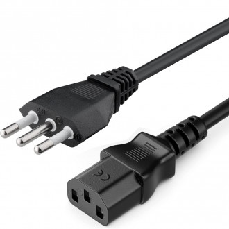 deleyCON 1m Cavo Alimentazione IEC - Spina Tipo F 90° Destra su Presa C13 90° Destra - per PC, Monitor, Stampanti, Proiettori - Nero
